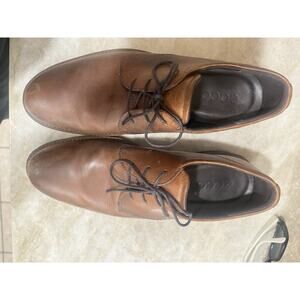 ECCO Hybrid Men's 45 US 11-11.5 Plain Toe Leather Derby Shoes Tan NWOT
